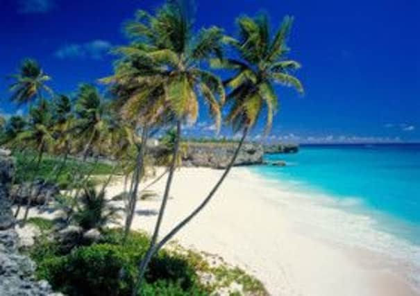 Swaying palm trees at the beach in Barbados. Picture: PA Photo.