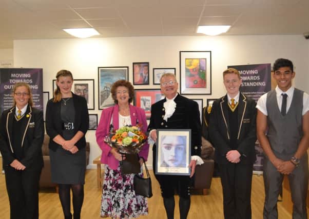 High Sheriff of Bedfordshire Colin Osborne and wife Diana with students. PNL-140918-104812001