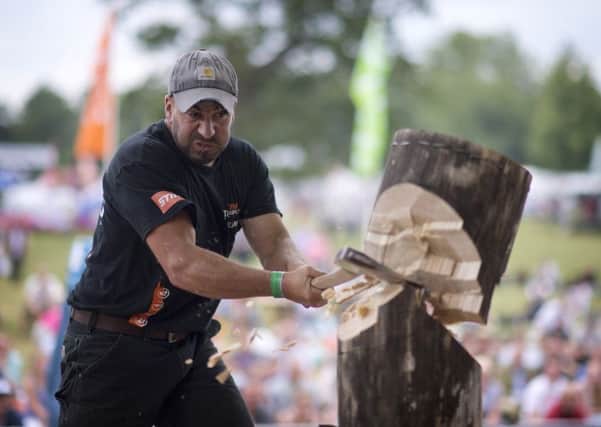 Chris Pratt  performs at the standing block chop during the British Championship on Saturday  July 19.