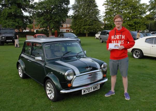 Revs and Rhythm at Shefford - draw winner Oliver Crampton with his  Mini.