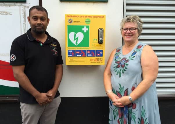 The new Langford defibrillator on the High Street