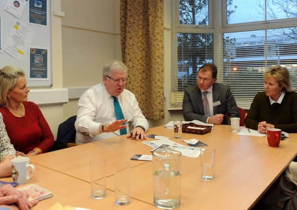 Transport Secretary Patrick McLoughlin meets Katie Wellbelove, Mark Turner and Kathryn Holloway at the Road Victims Trust PNL-160125-113619001