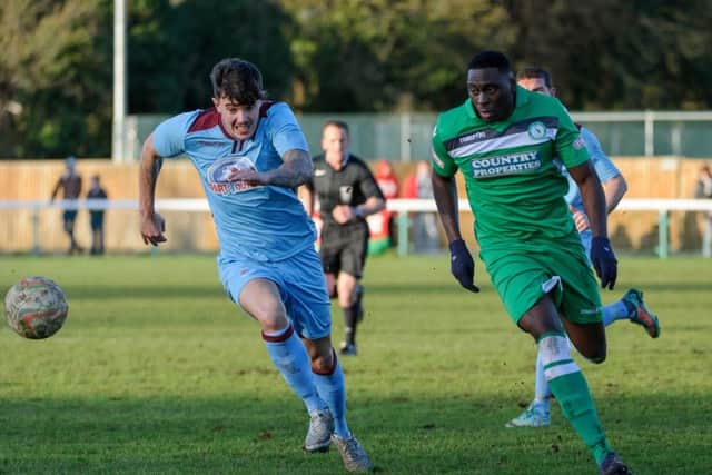 Inih Effiong was the match winner for Biggleswade. Picture (c) Guy Wills