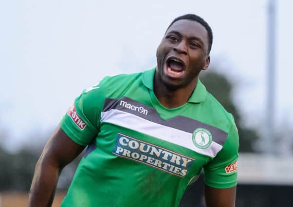 Inih Effiong was the match winner for Biggleswade. Picture (c) Guy Wills