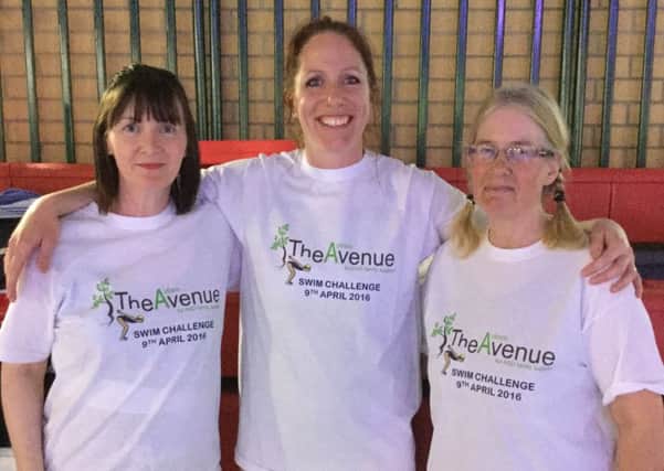 Swimathon for The Avenue - co-founder Sarah Polack with Sandy posties Kathy Smith and Anne Field.