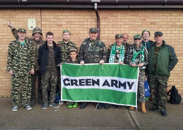 Biggleswade Town supporters, the Green Army. PNL-160427-102149002