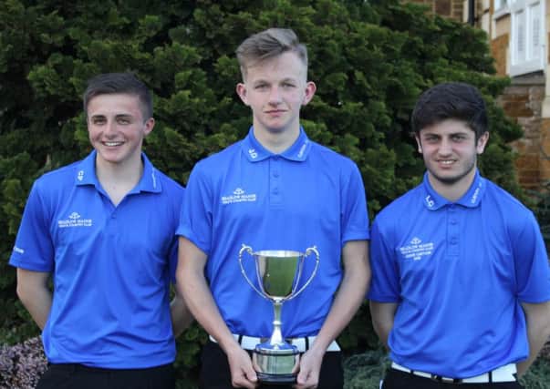Patrons Trophy winners, from left, Conner Penning, Jamie Gibbons, Luke Charalambous