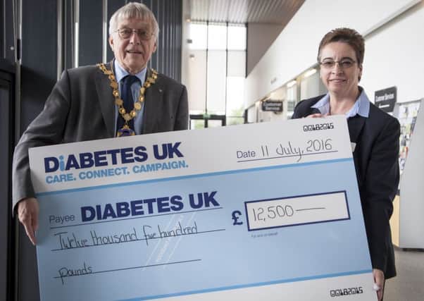 Cllr David Bowater and Teresa Strange, Regional Fundraiser, Diabetes UK