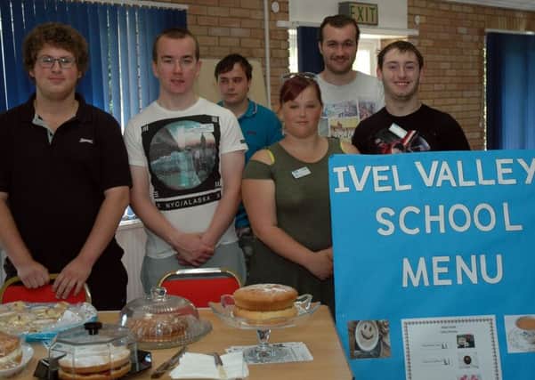 Sixth-form students from Ivel Valley School pictured with some the cakes baked by staff for their fundraising coffee morning.