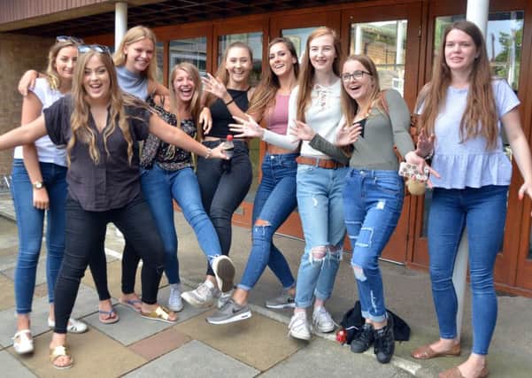 Editorial image of students celebrating their A level results