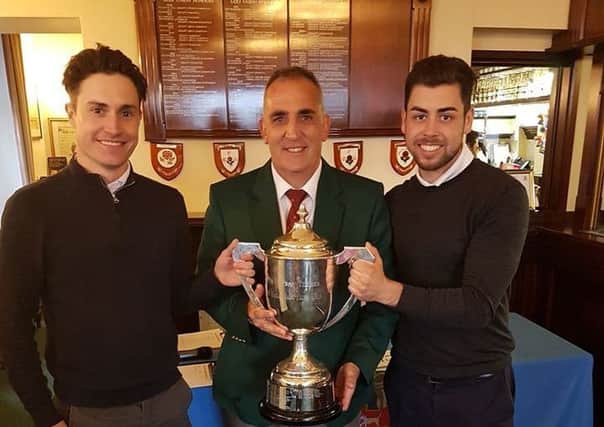 John O'Gaunt Auction Cup winners, from left, Jack Sauble, captain Dave Wilsher and Lewis Sinclair. PNL-170419-123230002