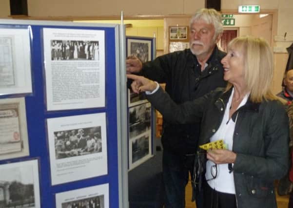 Sandy Historical Research Group exhibition at Beeston - viewing are Dale and John Snashfold