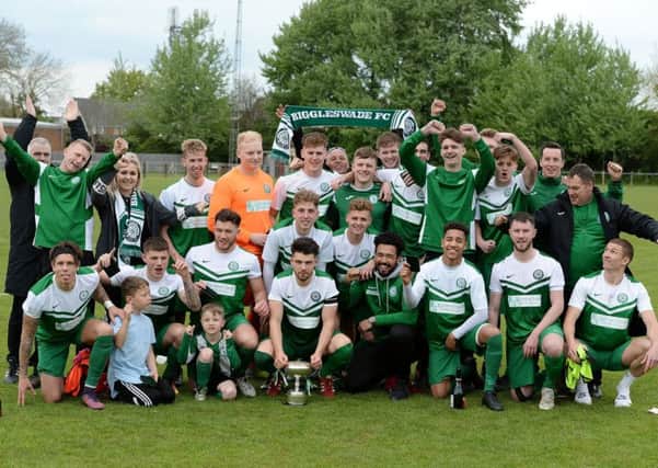 Biggleswade FC celebrate winning the league after beating Winslow United. Picture: Jake McNulty.